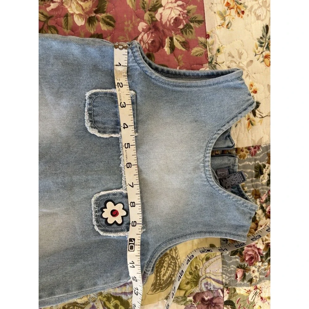 Vintage Y2K 90’s Children’s Place Denim Jumper Dress 3T Headband White Flowers